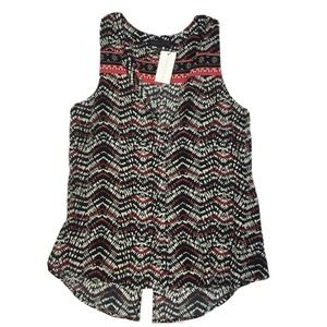 Sanctuary Womens Blouse Size Large Black Split Neck Sleeveless Craft Shell $79